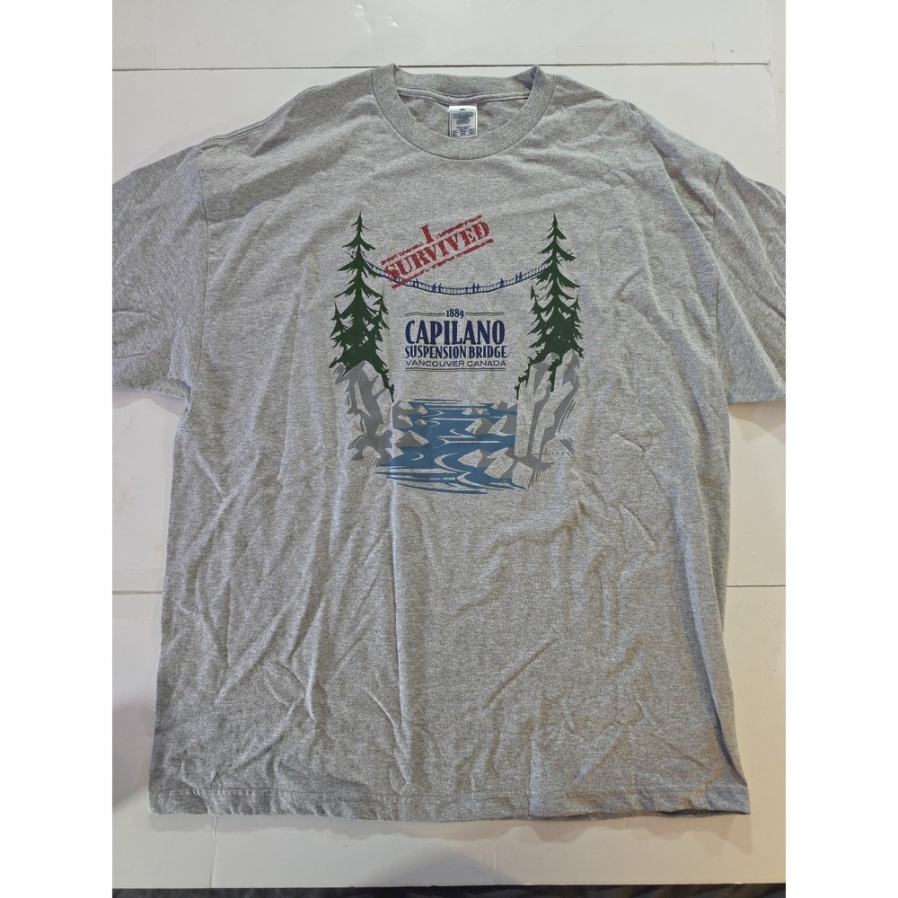New Capilano I Survived Suspension Bridge Tee 2XL Grey Vintage Alstyle Canada